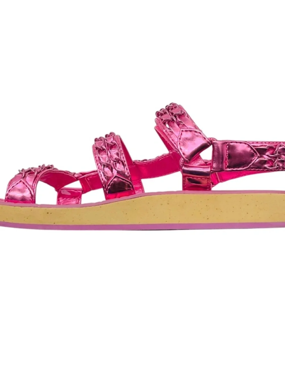 CHANEL PINK METALLIC 2019 METALLIZED LAMBSKIN LEATHER SANDALS